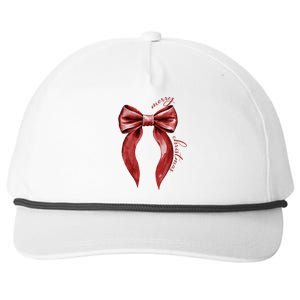 Merry Christmas Red Coquette Bow Merry And Bright Snapback Five-Panel Rope Hat