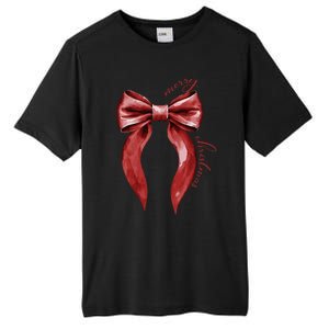 Merry Christmas Red Coquette Bow Merry And Bright Tall Fusion ChromaSoft Performance T-Shirt