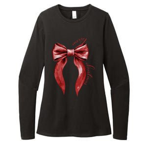 Merry Christmas Red Coquette Bow Merry And Bright Womens CVC Long Sleeve Shirt