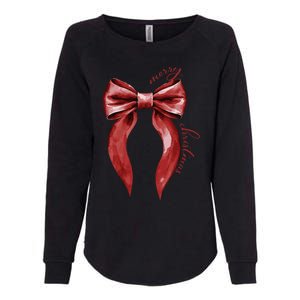 Merry Christmas Red Coquette Bow Merry And Bright Womens California Wash Sweatshirt