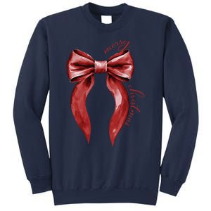 Merry Christmas Red Coquette Bow Merry And Bright Sweatshirt