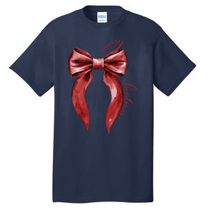 Merry Christmas Red Coquette Bow Merry And Bright Tall T-Shirt