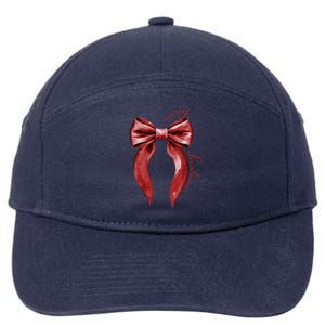 Merry Christmas Red Coquette Bow Merry And Bright 7-Panel Snapback Hat