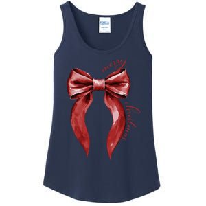 Merry Christmas Red Coquette Bow Merry And Bright Ladies Essential Tank