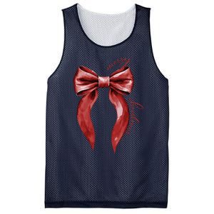 Merry Christmas Red Coquette Bow Merry And Bright Mesh Reversible Basketball Jersey Tank