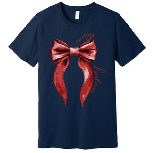 Merry Christmas Red Coquette Bow Merry And Bright Premium T-Shirt