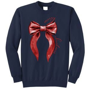 Merry Christmas Red Coquette Bow Merry And Bright Tall Sweatshirt