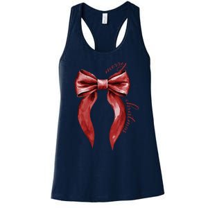 Merry Christmas Red Coquette Bow Merry And Bright Women's Racerback Tank