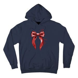 Merry Christmas Red Coquette Bow Merry And Bright Tall Hoodie