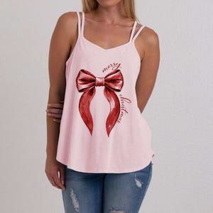 Merry Christmas Red Coquette Bow Merry And Bright Women's Strappy Tank