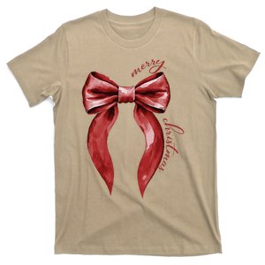 Merry Christmas Red Coquette Bow Merry And Bright T-Shirt