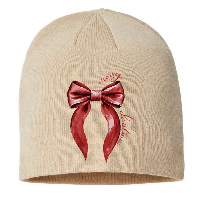 Merry Christmas Red Coquette Bow Merry And Bright Sustainable Beanie