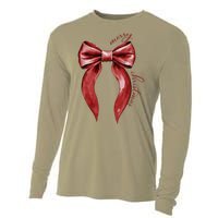 Merry Christmas Red Coquette Bow Merry And Bright Cooling Performance Long Sleeve Crew