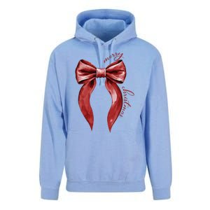 Merry Christmas Red Coquette Bow Merry And Bright Unisex Surf Hoodie