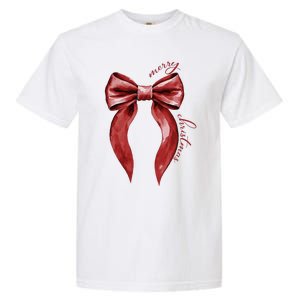 Merry Christmas Red Coquette Bow Merry And Bright Garment-Dyed Heavyweight T-Shirt