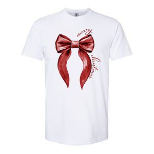 Merry Christmas Red Coquette Bow Merry And Bright Softstyle CVC T-Shirt