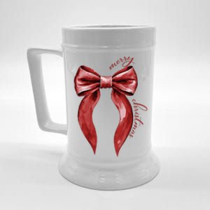 Merry Christmas Red Coquette Bow Merry And Bright Beer Stein