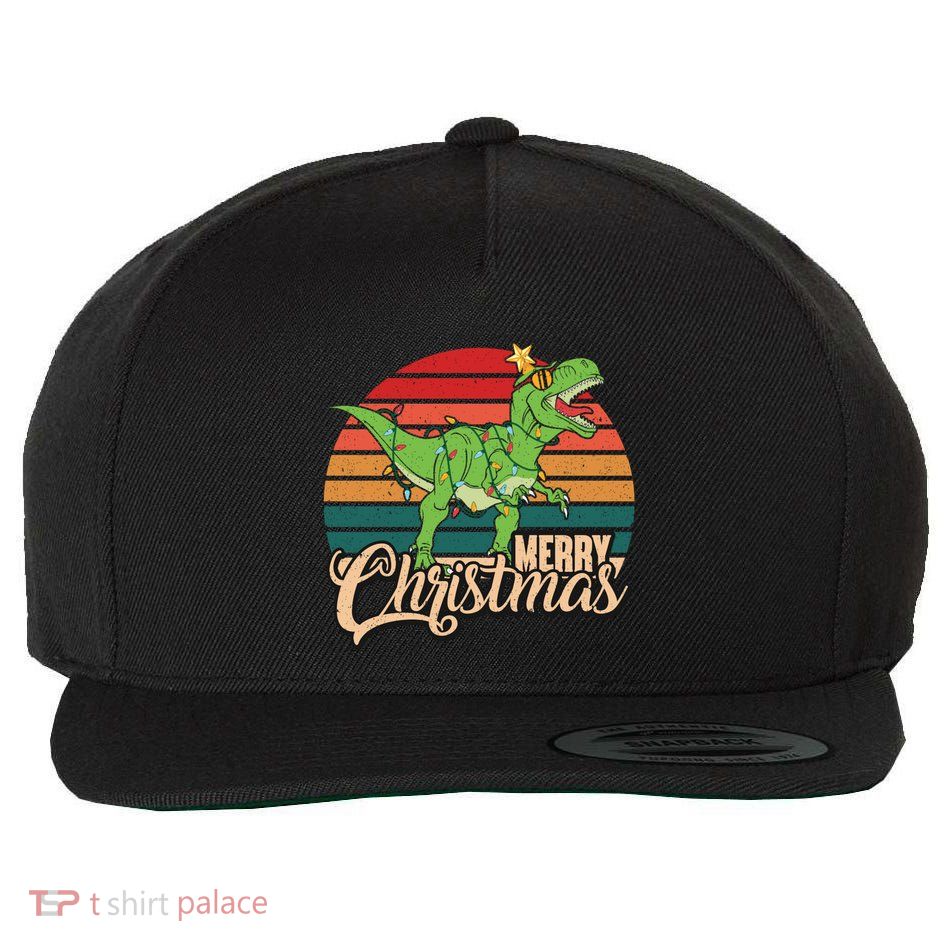 Merry Christmas Retro Vintage Trex Christmas Tree Rex Meaningful Gift Wool Snapback Cap
