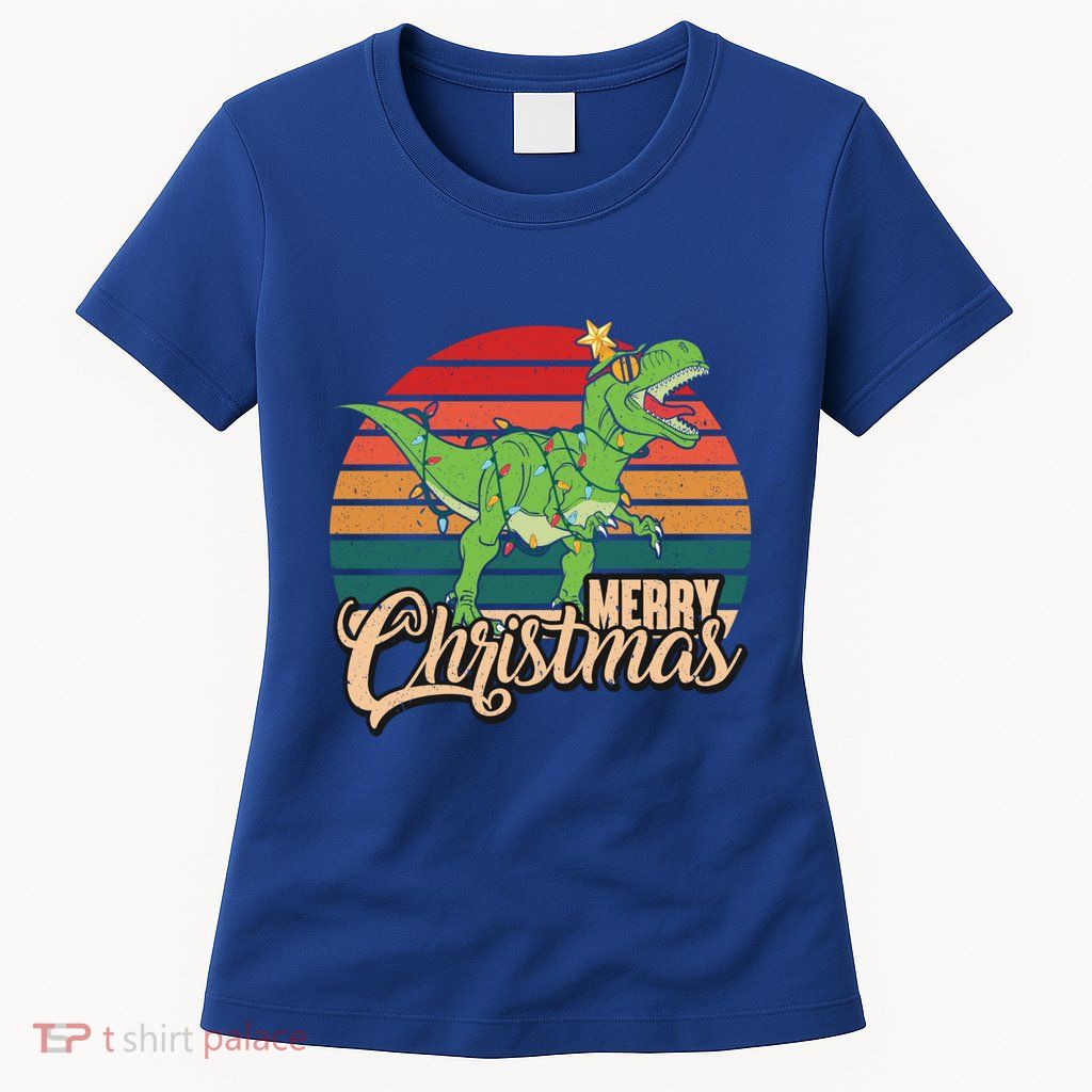 Merry Christmas Retro Vintage Trex Christmas Tree Rex Meaningful Gift Womens T-Shirt