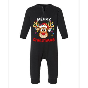 Merry Christmas Reindeer Xmas Family Infant Fleece One Piece