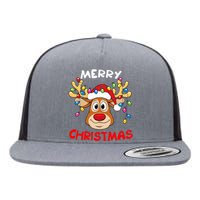 Merry Christmas Reindeer Xmas Family Flat Bill Trucker Hat