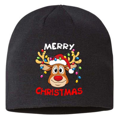 Merry Christmas Reindeer Xmas Family Sustainable Beanie