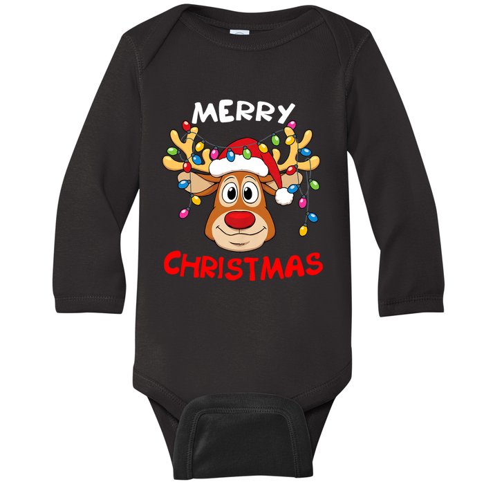 Merry Christmas Reindeer Xmas Family Baby Long Sleeve Bodysuit