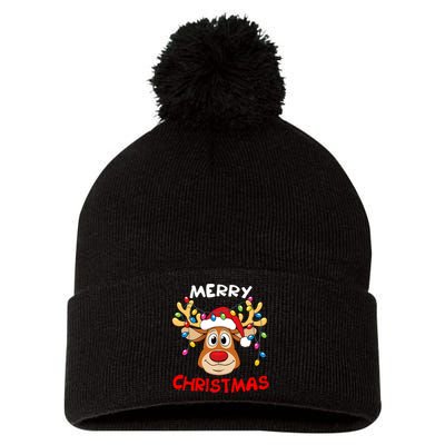 Merry Christmas Reindeer Xmas Family Pom Pom 12in Knit Beanie