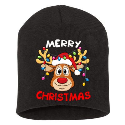 Merry Christmas Reindeer Xmas Family Short Acrylic Beanie