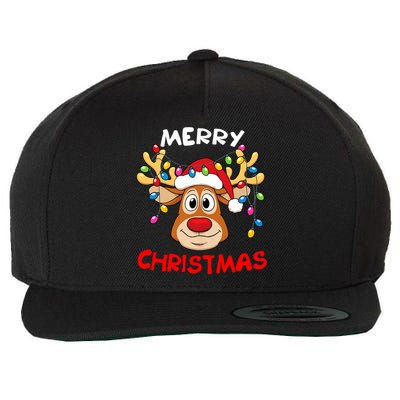 Merry Christmas Reindeer Xmas Family Wool Snapback Cap