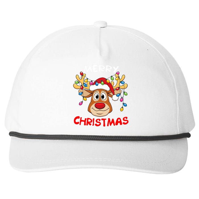 Merry Christmas Reindeer Xmas Family Snapback Five-Panel Rope Hat