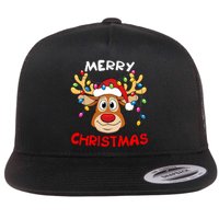 Merry Christmas Reindeer Xmas Family Flat Bill Trucker Hat