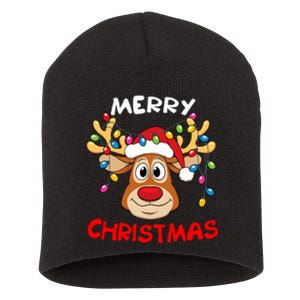 Merry Christmas Reindeer Xmas Family Short Acrylic Beanie