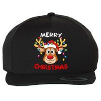 Merry Christmas Reindeer Xmas Family Wool Snapback Cap