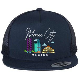 Mexico City Skyline Map Travel Sweat Flat Bill Trucker Hat