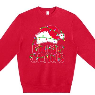 Mimi Claus Shirt Christmas Lights Pajama Family Matching Premium Crewneck Sweatshirt