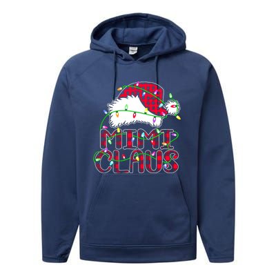 Mimi Claus Shirt Christmas Lights Pajama Family Matching Performance Fleece Hoodie