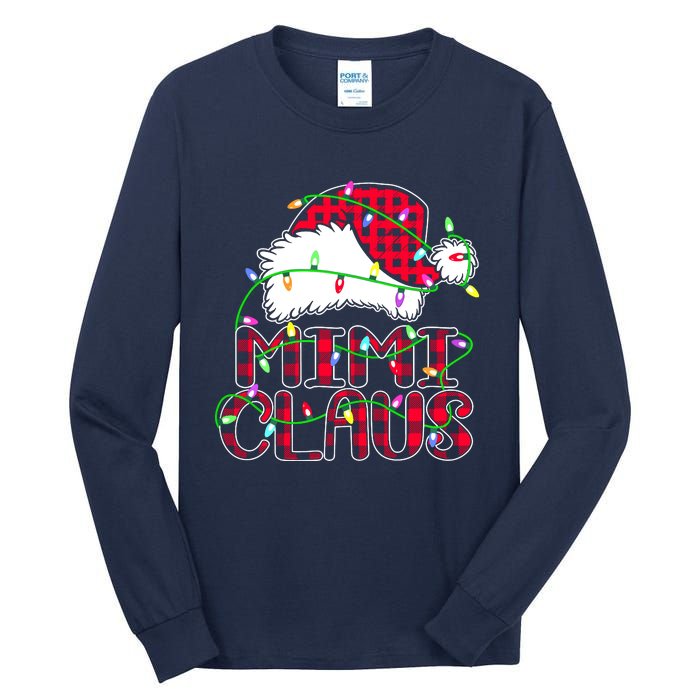 Mimi Claus Shirt Christmas Lights Pajama Family Matching Tall Long Sleeve T-Shirt