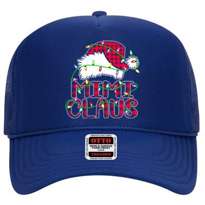 Mimi Claus Shirt Christmas Lights Pajama Family Matching High Crown Mesh Back Trucker Hat