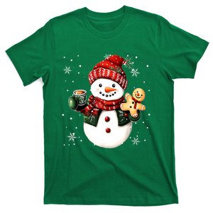 Merry Christmas Snowman Beanie Coffee Latte Ginggerbread Gift T-Shirt