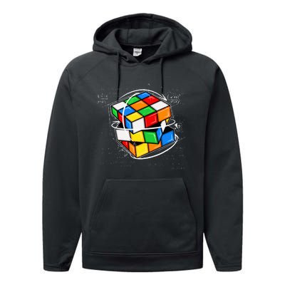 Math Cuber Speed Cubing Puzzle Lover Cube Performance Fleece Hoodie