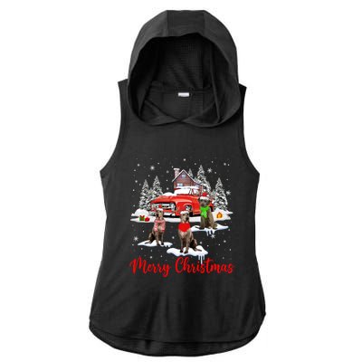 Merry Christmas Santa Reindeer Irish Wolfhound With Truck Meaningful Gift Ladies PosiCharge Tri-Blend Wicking Draft Hoodie Tank