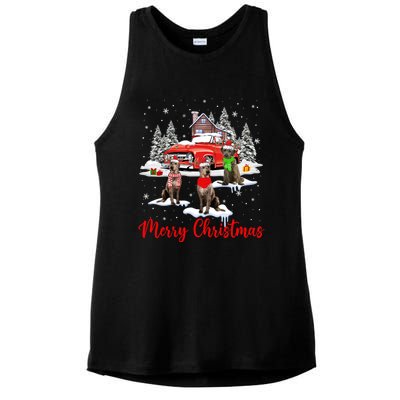 Merry Christmas Santa Reindeer Irish Wolfhound With Truck Meaningful Gift Ladies PosiCharge Tri-Blend Wicking Tank