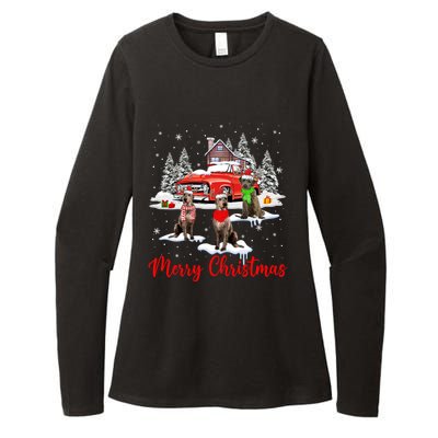 Merry Christmas Santa Reindeer Irish Wolfhound With Truck Meaningful Gift Womens CVC Long Sleeve Shirt