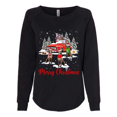 Merry Christmas Santa Reindeer Irish Wolfhound With Truck Meaningful Gift Womens California Wash Sweatshirt