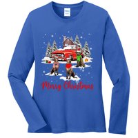 Merry Christmas Santa Reindeer Irish Wolfhound With Truck Meaningful Gift Ladies Long Sleeve Shirt