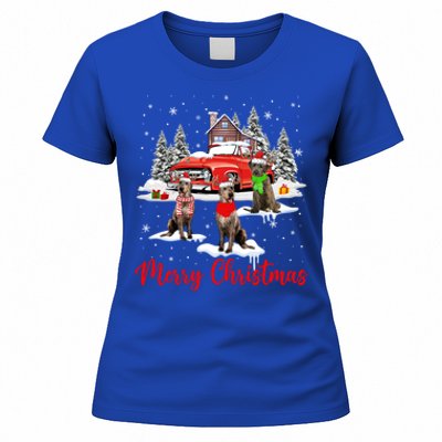 Merry Christmas Santa Reindeer Irish Wolfhound With Truck Meaningful Gift Women's T-Shirt