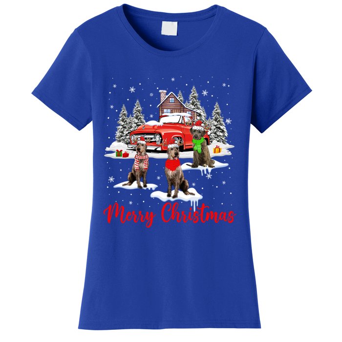 Merry Christmas Santa Reindeer Irish Wolfhound With Truck Meaningful Gift Women's T-Shirt