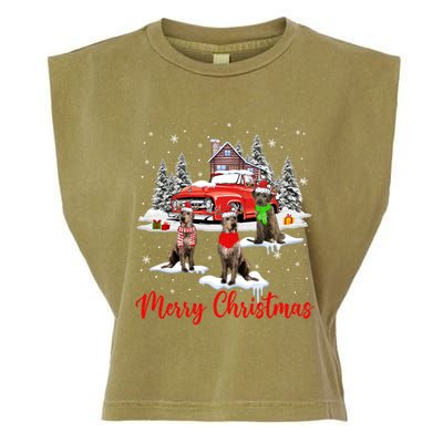 Merry Christmas Santa Reindeer Irish Wolfhound With Truck Meaningful Gift Garment-Dyed Women's Muscle Tee