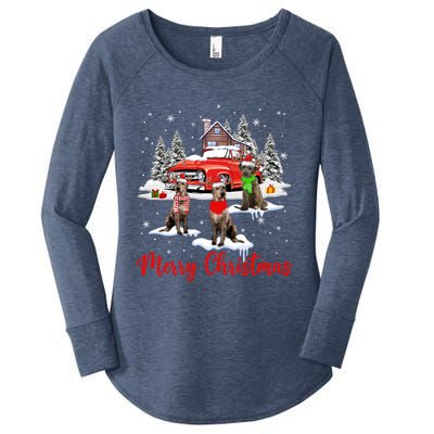 Merry Christmas Santa Reindeer Irish Wolfhound With Truck Meaningful Gift Women's Perfect Tri Tunic Long Sleeve Shirt